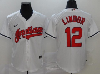 Nike Cleveland Indians #12 Francisco Lindor Cool Base Jersey White