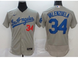 Nike Los Angeles Dodgers #34 Fernando Valenzuela Flexbase Jerseys Grey