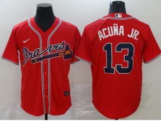 Nike Atlanta Braves #13 Ronald Acuna Jr.Cool Base Jersey Red 