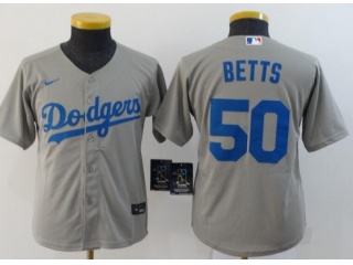 Youth Nike Los Angeles Dodgers #50 Mookie Betts Jersey Grey