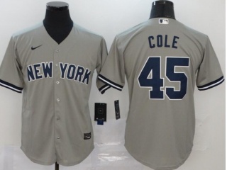 Nike New York Yankees #45 Gerrit Cole Cool Base Jersey Grey without Name