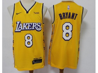 Nike Los Angeles Lakers #8 Kobe Bryant Jersey Yellow City 