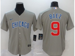 Nike Chicago Cubs #9 Javier Baez Chicago Cool Base Jersey Grey