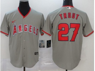 Nike Los Angeles Angels #27 Mike Trout Cool Base Jersey Grey