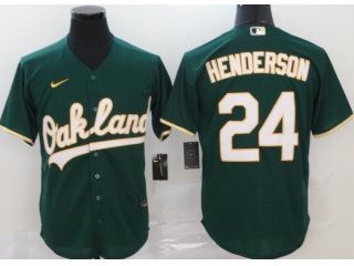 Nike Oakland Athletics #24 Rickey Henderson Cool Base Jersey Green