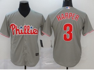 Nike Philadelphia Phillies #3 Bryce Harper Cool Base Jersey Grey