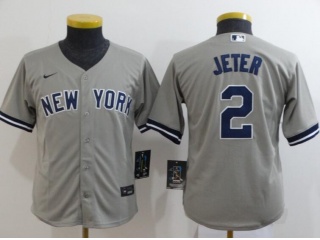 Youth Nike New York Yankees #2 Derek Jeter Jersey Grey