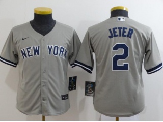 Youth Nike New York Yankees #2 Derek Jeter Jersey Grey 
