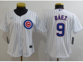 Woman Nike Chicago Cubs #9 Javier Baez Jersey White Pinstripes 