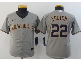 Youth Nike Milwaukee Brewers #22 Christian Yelich Jersey Grey