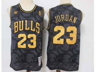 Chicago Bulls #23 Michael Jordan Throwback Jersey Black Golden