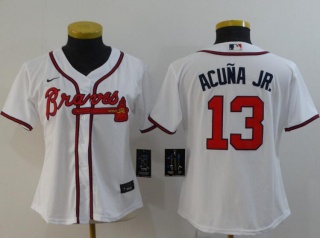 Woman Nike Atlanta Braves #13 Ronald Acuna Jr.Jersey White