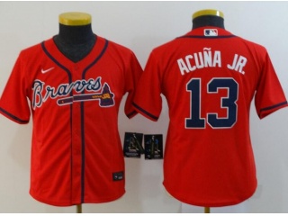 Youth Nike Atlanta Braves #13 Ronald Acuna Jr.Jersey Red