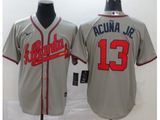 Nike Atlanta Braves #13 Ronald Acuna Jr.Cool Base Jersey Grey