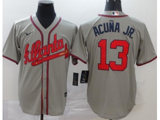 Nike Atlanta Braves #13 Ronald Acuna Jr.Cool Base Jersey Grey 