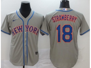 Nike New York Mets #18 Darryl Strawberry Cool Base Jersey Grey