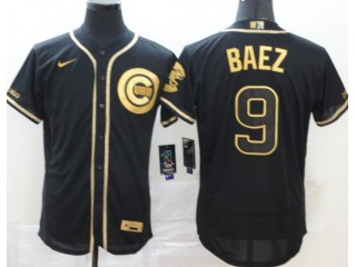 Nike Chicago Cubs #9 Javier Baez Flexbase Jersey Black Gold