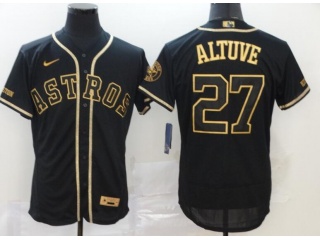 Nike Houston Astros #27 Jose Altuve Flexbase Jersey Black Gold