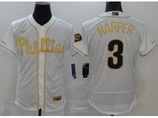 Nike Philadelphia Phillies #3 Bryce Harper Flexbase Jersey White Gold