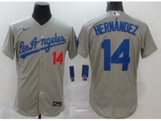 Nike Los Angeles Dodgers #14 Enrique Hernandez Flexbase Jersey Grey