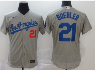 Nike Los Angeles Dodgers #21 Walker Buehler Flexbase Jersey Grey 