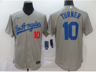 Nike Los Angeles Dodgers #10 Justin Turner Flexbase Jersey Grey
