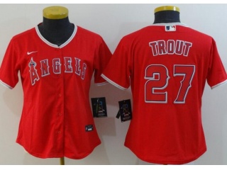 Woman Nike Los Angeles Angels #27 Mike Trout Jersey Red