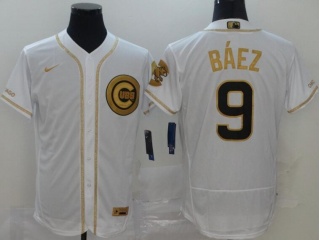 Nike Chicago Cubs #9 Javier Baez Flexbase Jersey White Gold