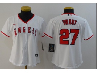 Woman Nike Los Angeles Angels #27 Mike Trout Jersey White