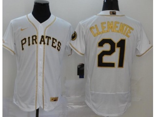 Nike Pittsburgh Pirates #21 Robert Clemente Flexbase Jersey White Gold