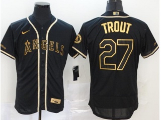 Nike Los Angeles Angels #27 Mike Trout Flexbase Jersey Black Gold