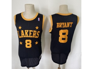 Los Angeles Lakers 8 Kobe Bryant Throwback Jersey Black Four Stars