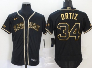 Nike Boston Red Sox #34 David Ortiz Flexbase Jersey Black Golden