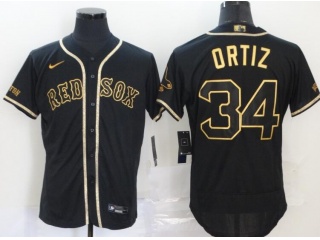 Nike Boston Red Sox #34 David Ortiz Flexbase Jersey Black Golden 