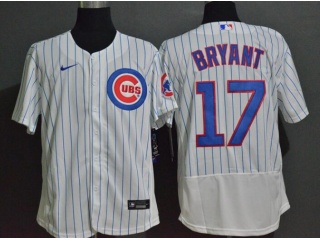 Nike Chicago Cubs #17 Kris Bryant Pinstripe Flexbase Jerseym White