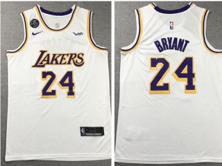 Nike Los Angeles Lakers #24 Kobe Bryant with KB Patch Jersey White 