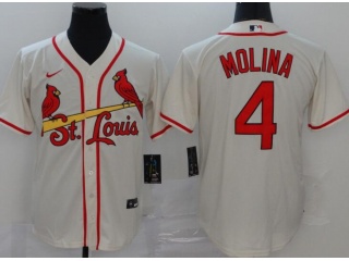 Nike St. Louis Cardinals #4 Yadier Molina Cool Base Jersey Cream