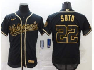 Nike Washington Nationals #22 Juan Soto Flexbase Jersey Black Gold