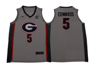 Georgia Bulldogs #5 Anthony Edwards Jersey Grey 