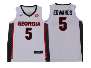 Georgia Bulldogs #5 Anthony Edwards Jersey White