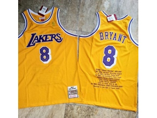 Los Angeles Lakers #8 Kobe Bryant Achievements Jersey Yellow