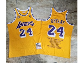 Los Angeles Lakers #24 Kobe Bryant 60th Achievements Jersey Yellow 