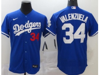 Nike Los Angeles Dodgers #34 Fernando Valenzuela Flexbase Jersey Blue
