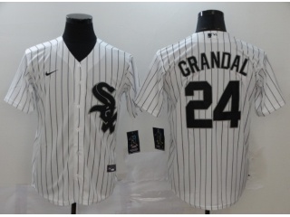 Nike Chicago White Sox  #24 Yasmani Grandal Cool Base Jersey White