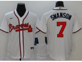 Nike Atlanta Braves #7 Dansby Swanson Cool Base Jersey White