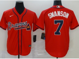 Nike Atlanta Braves #7 Dansby Swanson Cool Base Jersey Red