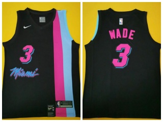 Nike Miami Heat 3 Dwyane Wade ABA Rainbow Jersey Black 