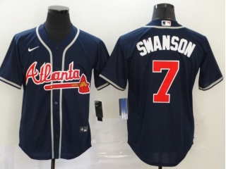 Nike Atlanta Braves #7 Dansby Swanson Cool Base Jersey Blue