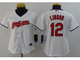 Woman Nike Cleveland Indians #12 Francisco Lindor Jersey White