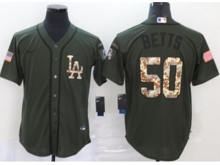 Nike Los Angeles Dodgers #50 Mookie Betts Salute To Service Jersey Green